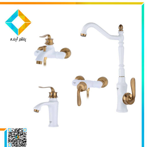 ست شیرآلات راپیدو مدل مینیاتور سفید طلایی