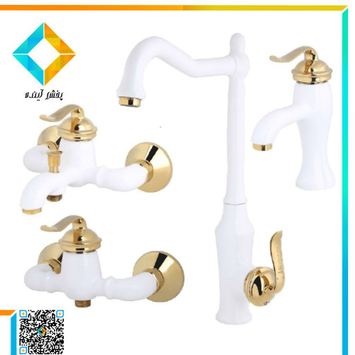 ست شیرآلات نوتریکا مدل وارش سفید طلایی