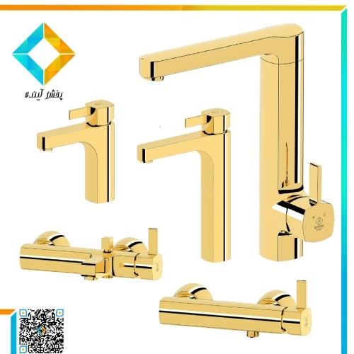 ست شیرآلات کاویان مدل ساتین طلایی