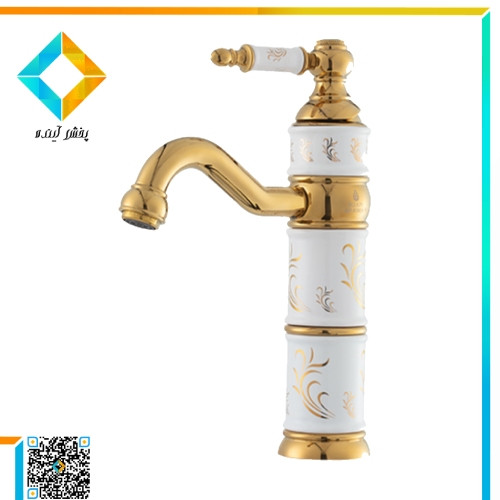 شیر روشویی کیان مدل کاترین سفید طلایی
