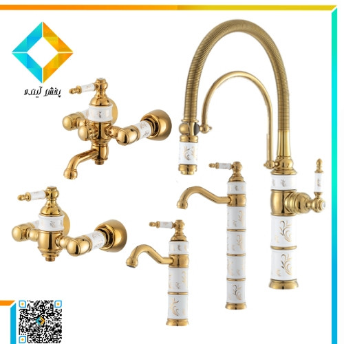 ست شیرآلات کیان مدل کاترین سفید طلایی